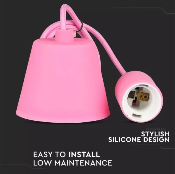 Lampadario su filo 1xE27/60W/230V rosa