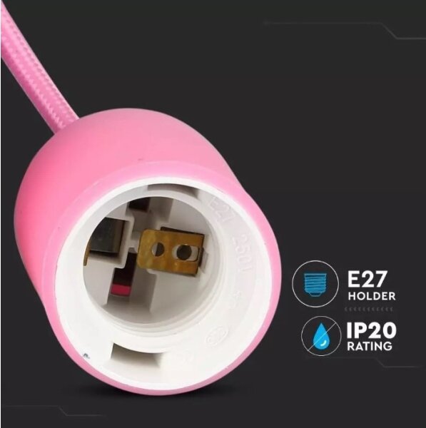 Lampadario su filo 1xE27/60W/230V rosa
