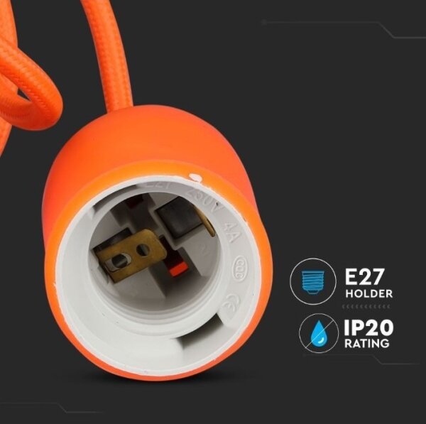 Lampadario su filo 1xE27/60W/230V arancione