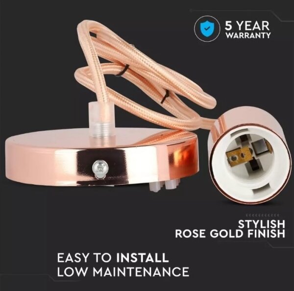 Lampadario su filo 1xE27/60W/230V oro rosato