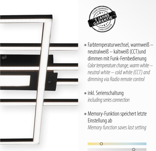 Leuchten Direkt 14693-18 - Plafoniera LED dimmerabile ASMIN LED/48W/230V