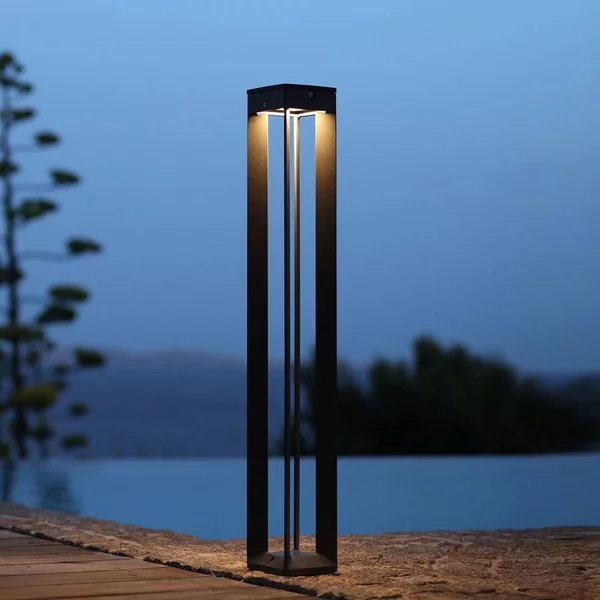 Les Jardins Lampada LED solare Borne a sensore, 90 cm, grigio Borne, dimmerabile, Alluminio / Grigio / Zincato, Alluminio, Lampade solari