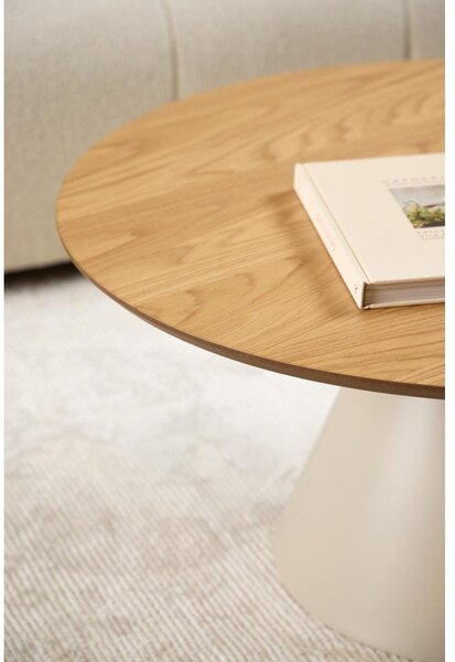Tavolino rotondo con piano effetto rovere color crema e naturale ø 85 cm Soli - Actona