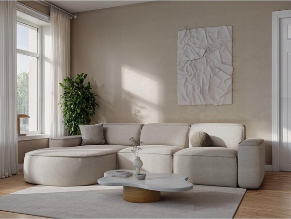 Divano angolare verde (con penisola a sinistra/con chaise lounge) con rivestimento in ciniglia Omao – Makamii