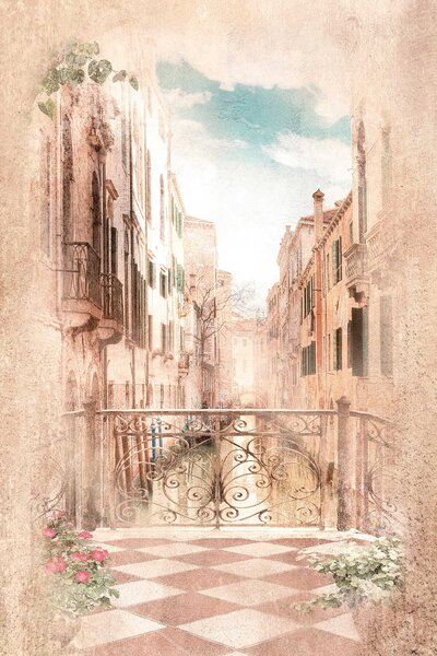 Carta da parati Ponte su un canale tra edifici, Carta da parati citta, Carta da parati popolare, u60320 - Tapeko.it
