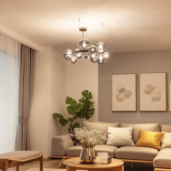 Brilagi - Lampadario LED a sospensione con cavo MILLA 15xG9/3W/230V nero cromato/fumé