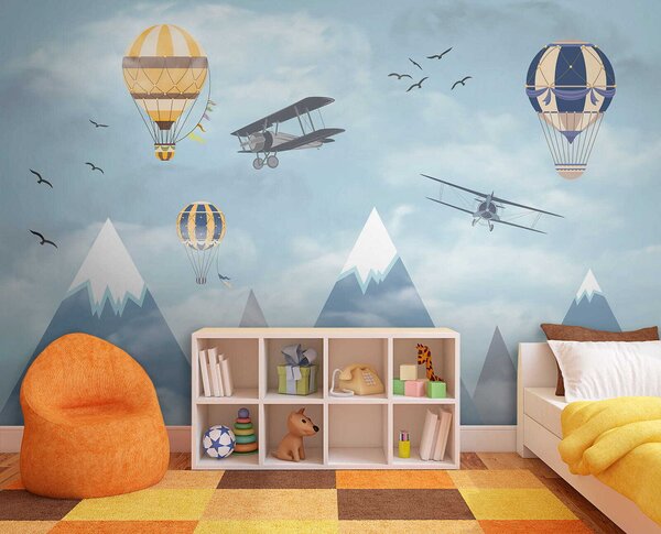 Carta da parati Gruppo di aerei in volo nel cielo, Carta da parati per Bambini, Carta da parati popolare, u60492 - Tapeko.it