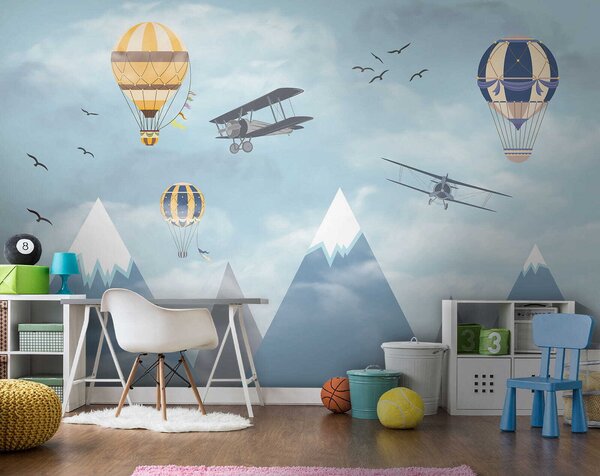 Carta da parati Gruppo di aerei in volo nel cielo, Carta da parati per Bambini, Carta da parati popolare, u60492 - Tapeko.it