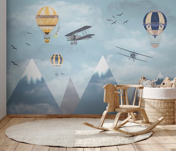 Carta da parati Gruppo di aerei in volo nel cielo, Carta da parati per Bambini, Carta da parati popolare, u60492 - Tapeko.it