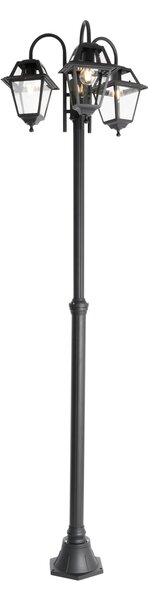 Lanterna da esterno classica nera 235 cm 3 luci IP44 - Berta