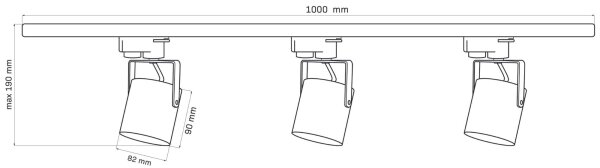 Faretto per sistema a binario MINOR 3xGU10/10W/230V + 1 m rotaia sistema