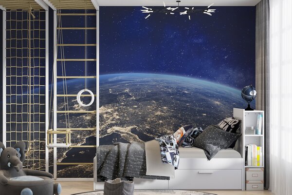 Carta da parati Notte Terra, vista dalla stratosfera, Carta da parati Spazio, u62035 : Uwalls.it
