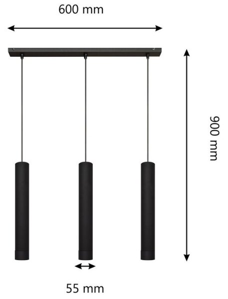 LED Lampadario a sospensione con filo TUBA 3xGU10/4,8W/230V nero