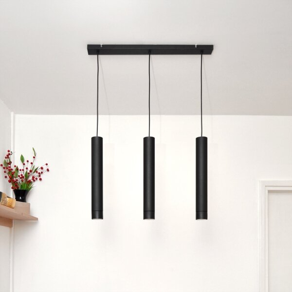 LED Lampadario a sospensione con filo TUBA 3xGU10/4,8W/230V nero