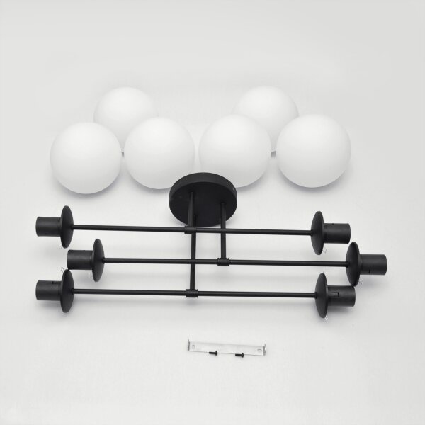 Lampadario a plafone MOON 6xE27/15W/230V nero