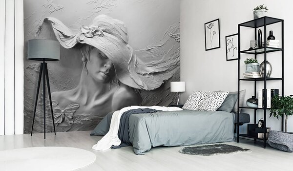 Carta da parati Donna in cappello 3D, Carta da parati 3D, u62592 : Uwalls.it