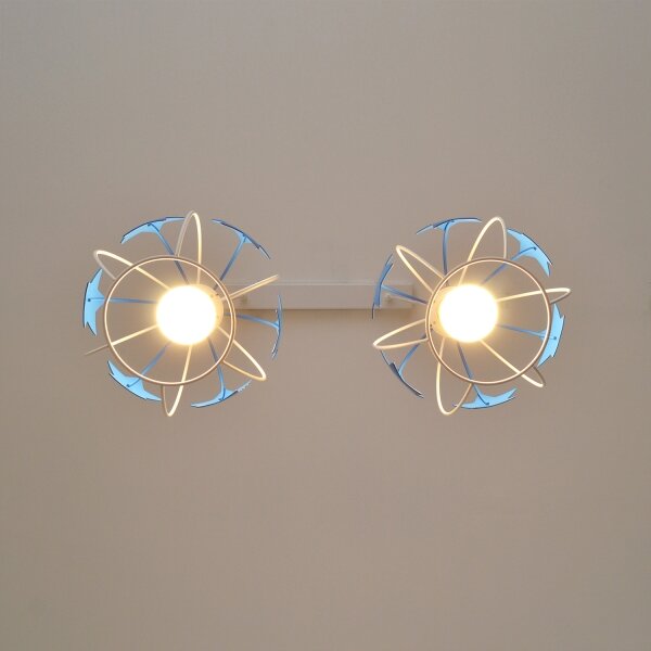 Lampadario a sospensione per bambini STARS 2xE27/15W/230V blu/bianco