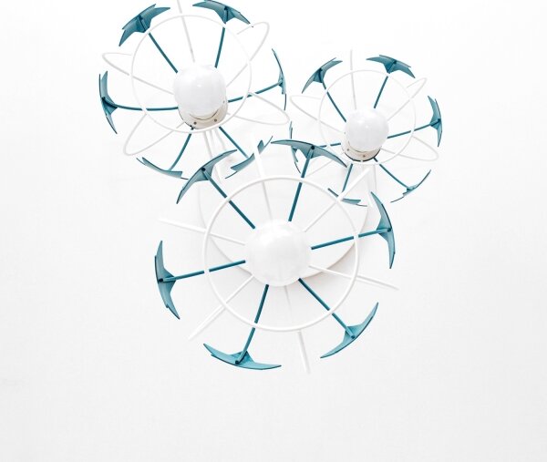 Lampadario a sospensione per bambini STARS 3xE27/15W/230V turchese/bianco