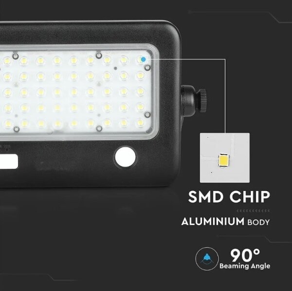LED Faro solare dimmerabile con sensore LED/10W/3,7V 4000K IP65 + Porta USB