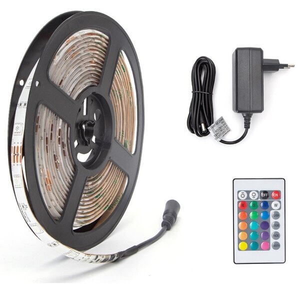 Aigostar - Striscia LED RGB dimmerabile 5 m, 24 W, 12 V/230 V, IP65 + telecomando