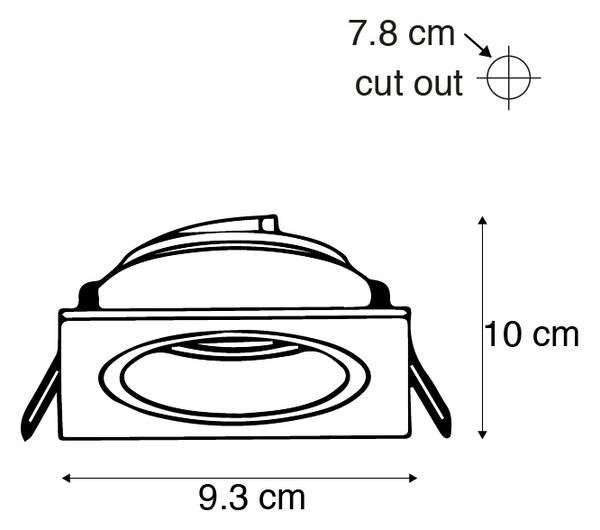 Set di 6 faretti da incasso quadrati in alluminio regolabili - Chuck