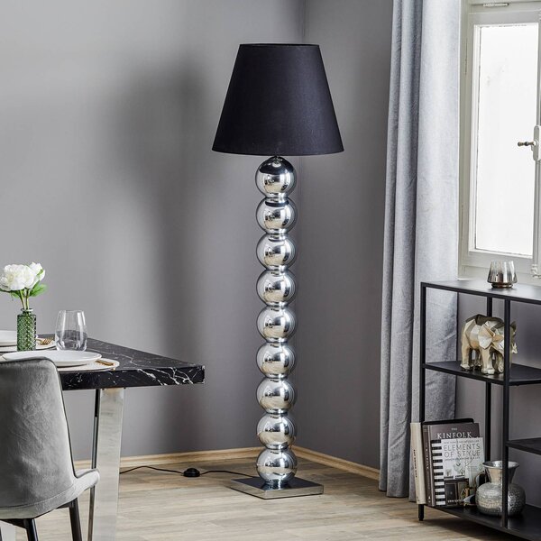 Lampada da terra Fulda Argon, Nero, Soggiorno / Sala da pranzo, Tessuto / Stoffa / Seta, Lampada da terra