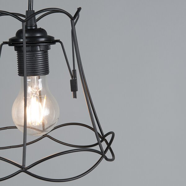 Lampada a sospensione retrò nera 20 cm - Granny Frame