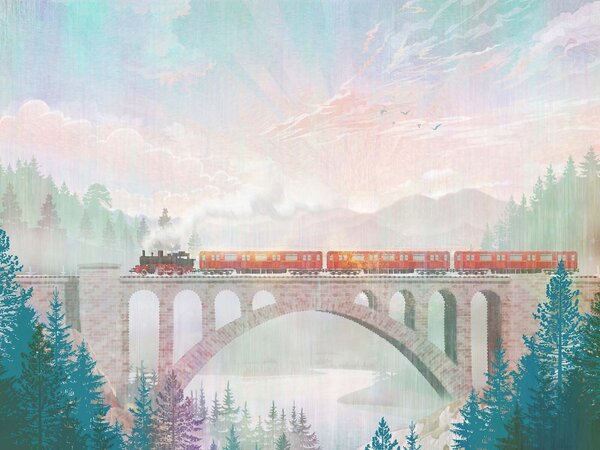 Carta da parati Treno su un ponte, Carta da parati design, Carta da parati popolare, u64350 - Tapeko.it