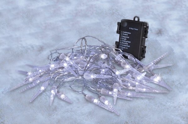 Brilagi - Catena natalizia LED da esterno 50xLED/8 funzioni/3xAA 8m IP44 bianco freddo