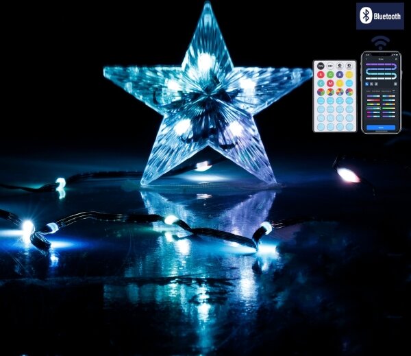 Aigostar - Catena luminosa LED RGBICW per esterni, 100 LED, 10 W, 230 V, 10 m, IP44, con telecomando
