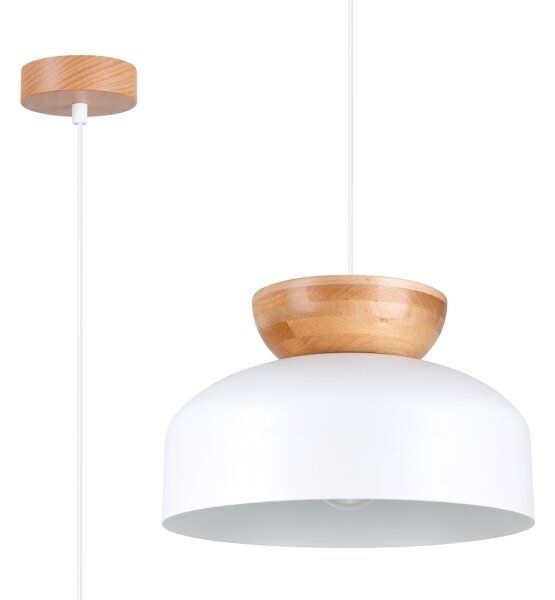 Sollux SL.1350 - Lampadario a sospensione con filo MARION 1xE27/15W/230V diametro 29,5 cm bianco