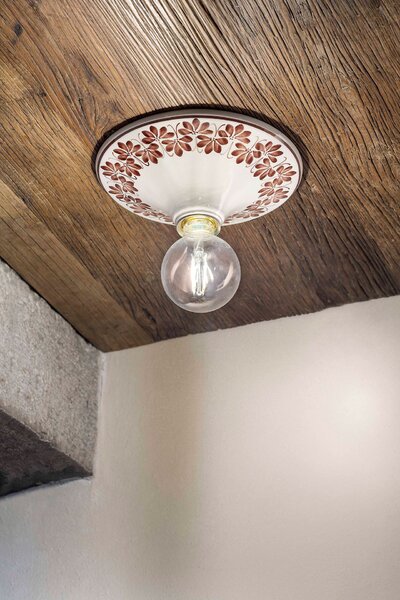 CLASSIC TRIESTE C134-28, Lampada a Soffitto Plafoniera in Ceramica, Ferroluce