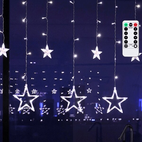 Aigostar - Catena luminosa natalizia LED per esterni 120xLED/6W/230V/8 funzioni 3x0,6m IP44 bianco freddo + telecomando