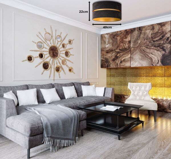Duolla - Plafoniera DUO 1xE27/40W/230V diametro 40 cm nero/oro