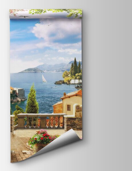 Carta da parati Vista di una città da un balcone, Carta da parati citta, Carta da parati popolare, u68056 - Tapeko.it