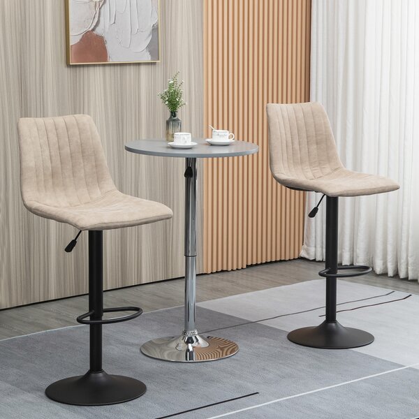 HOMCOM Sgabelli da Bar Set 2 Pezzi ad Altezza Regolabile, in Acciaio e Poliestere, 47.5x57.5x95-116 cm, Marrone|Aosom