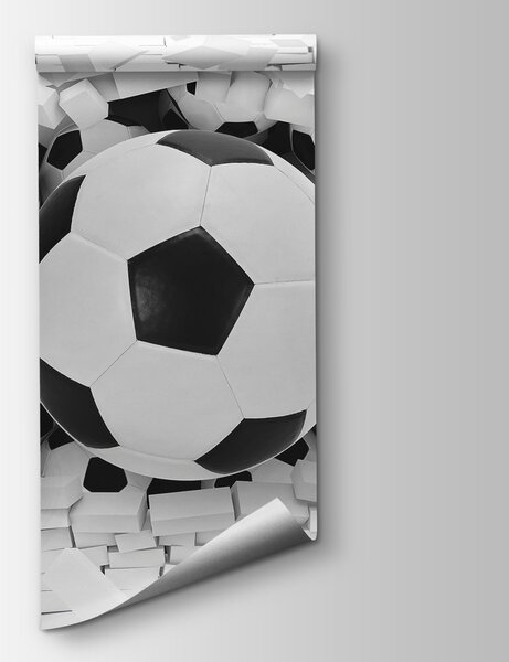 Carta da parati Gruppo di palloni da calcio in un mucchio di mattoni, Carta da parati 3d, Carta da parati popolare, u70633 - Tapeko.it