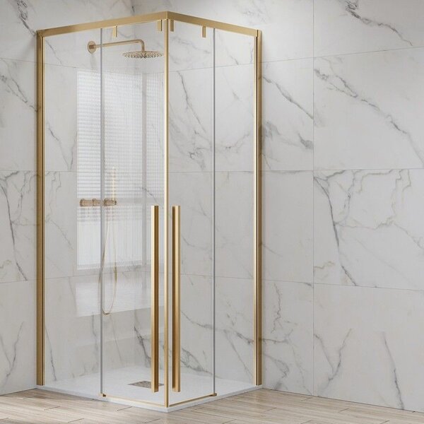 Kamalu box doccia 70x70 colore oro satinato doppio scorrevole vetro 8mm | ksa1000g