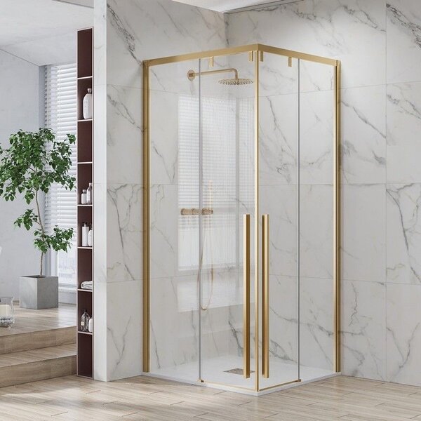 Kamalu box doccia 70x70 colore oro satinato doppio scorrevole vetro 8mm | ksa1000g