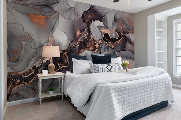 Carta da parati Eleganti volute in tonalità tenui, Carta da parati Marmo, Carta da parati popolare, u70766 - Tapeko.it