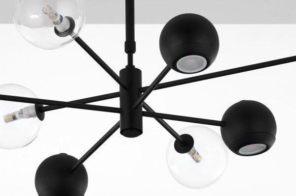 Jupiter 1996 - Lampadario a sospensione con supporto rigido MOKA 4xGU10/10W/230V + 4xG9/10W/230V nero/limpido