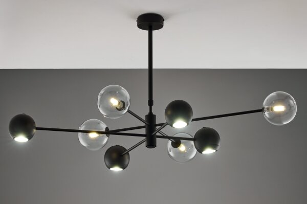 Jupiter 1996 - Lampadario a sospensione con supporto rigido MOKA 4xGU10/10W/230V + 4xG9/10W/230V nero/limpido