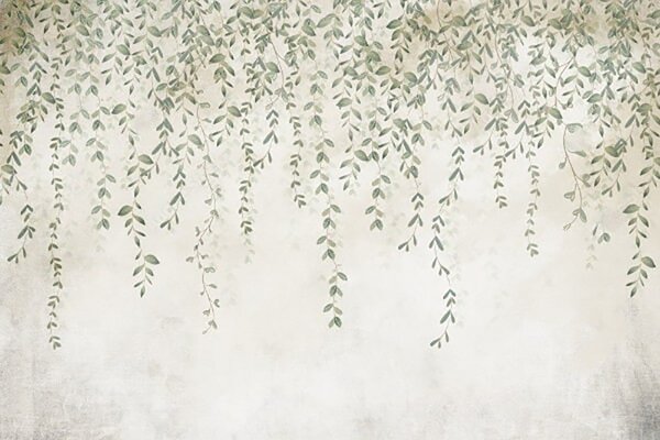 Carta da parati Pittura di una vite con foglie, Carta da parati Natura, Carta da parati popolare, u71244 - Tapeko.it