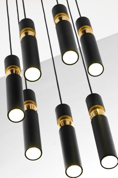 Jupiter 2015 - Lampadario a sospensione con filo ALAS 7xGU10/10W/230V nero/oro