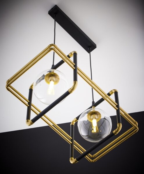 Jupiter 2029 - Lampadario a sospensione con filo FIORI 2xG9/10W/230V nero/oro/limpido