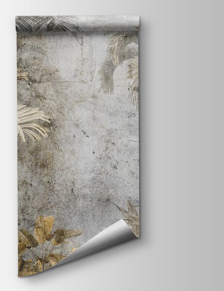 Carta da parati Palme su un muro di cemento, Carta da parati Giungla, Carta da parati popolare, u71248 - Tapeko.it