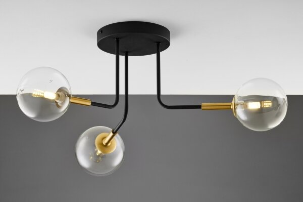 Jupiter 2039 - Lampadario a sospensione con supporto rigido BURANO 3xG9/10W/230V nero/oro/limpido