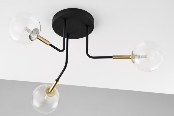 Jupiter 2039 - Lampadario a sospensione con supporto rigido BURANO 3xG9/10W/230V nero/oro/limpido