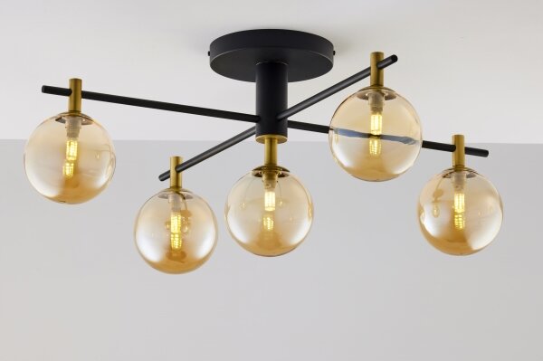 Jupiter 2032 - Lampadario a plafone FIGARO 5xG9/10W/230V nero/oro/beige
