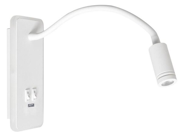 Lampada da parete flessibile a LED con USB BASE LED/8W+LED/2W/230V bianca